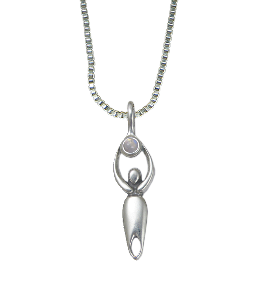 Sterling Silver Woman Pendant With Rainbow Moonstone